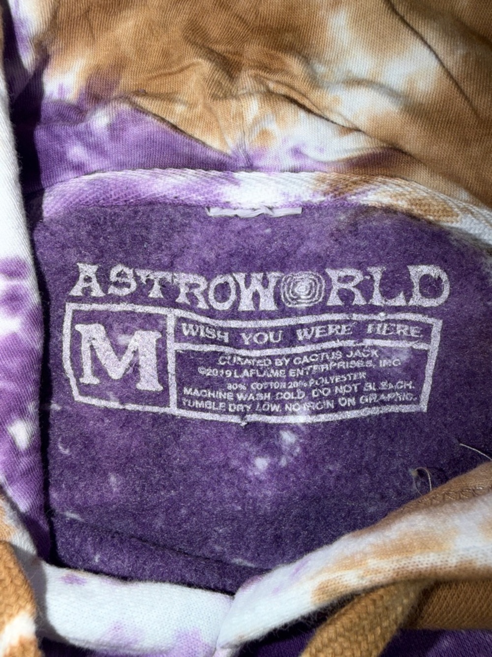 Astroworld Brand New Men’s Medium Tie-Dye Pullover Hoodie - Picture 8 of 10